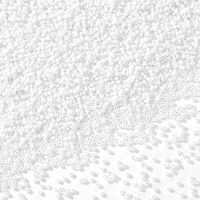 PH PandaHall PandaHall Elite 6000 Pcs 11/0 Glass Seed Beads Opaque White Round Pony Bead Waist Beads Mini Spacer Beads Diameter 2mm for Bracelet Jewelry Making - Image 1